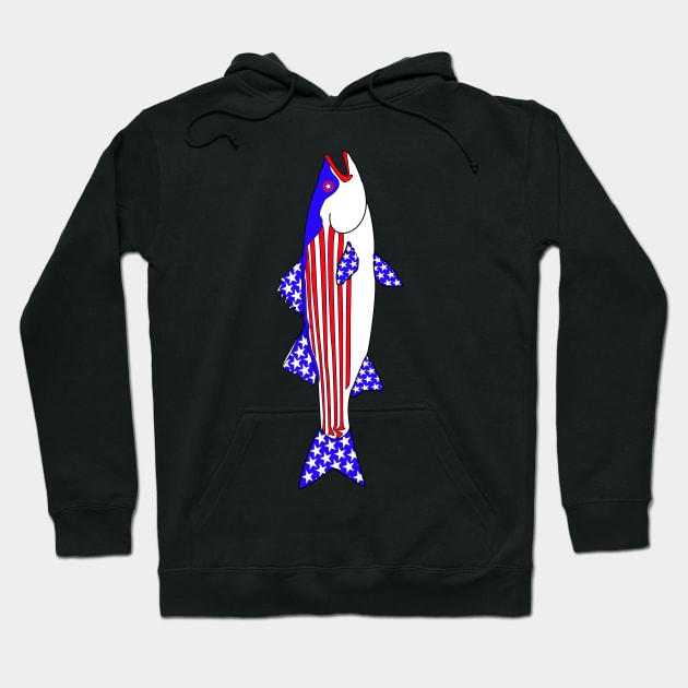 American Flag Striped bass The American Striper Hoodie by Hook Ink